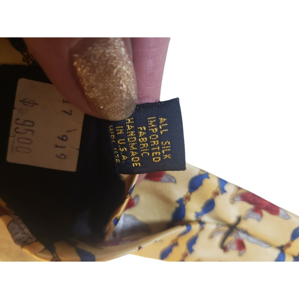 Nwt Faberge Men Tie Necktie Luxury Designer Yellow With Fish Novelty Fun Msrp$95 — image 8 of 8